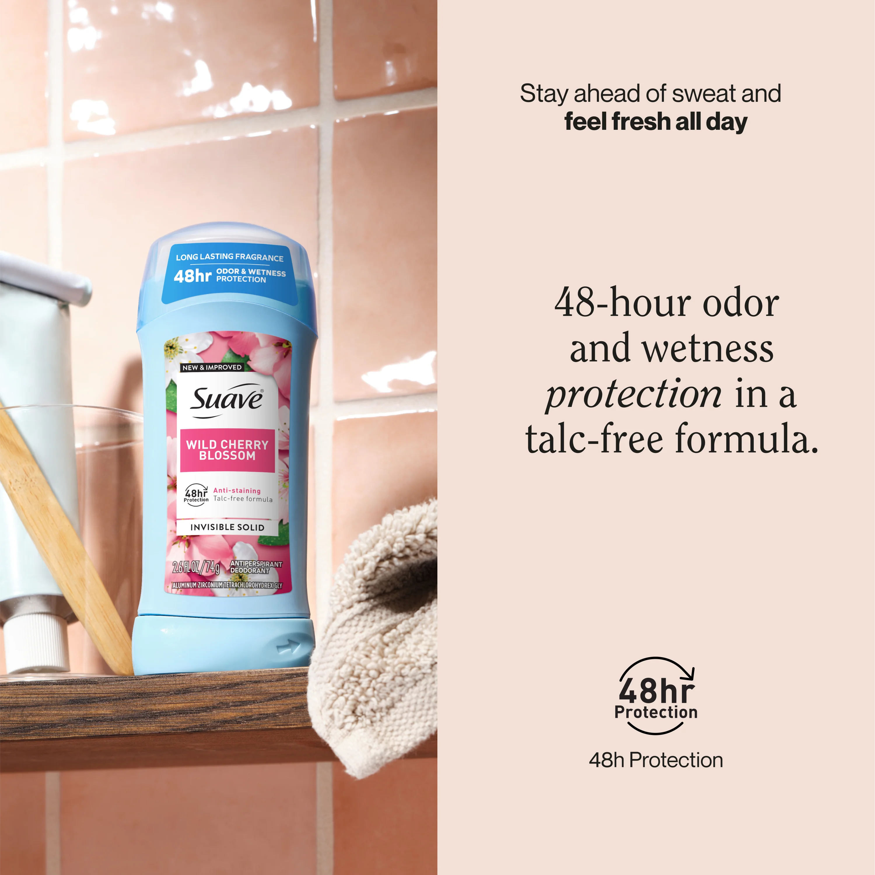 Wild Cherry Blossom Invisible Solid Antiperspirant Deodorant Stick - Image 4